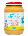 Ganchev Бебешко пюре Риба хек с картофи и моркови 190 гр.