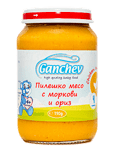 Ganchev Бебешко пюре Пилешко месо с моркови и ориз 190 гр.