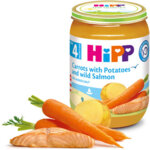 HiPP Пюре Моркови с картофи и дива сьомга 4+ 190 гр.