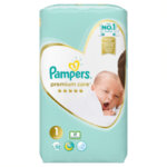 Pampers Бебешки пелени Premium Care S1 (2-5 кг.) 52 бр.