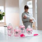 Tommee Tippee Комплект за новородено + четка за шишета Easi-Vent розов