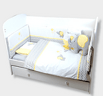 Rainy Бебешки спален комплект 7 части с обиколник 70х140 см. Слонче и Бухал