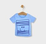 Rainy Бебешка тениска с къс ръкав Усмивка 62-86 см. за момче синя