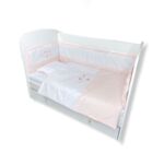 Rainy Бебешки спален комплект 5 части с обиколник 70х140 см. Звездни Мечета розов