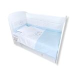 Rainy Бебешки спален комплект 5 части с обиколник 70х140 см. Звездни Мечета синьо