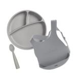 Minikoioi Комплект за хранене Feeding Set 100% силикон 6 м+ Grey