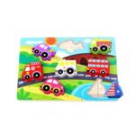 Tooky Toy Дървен пъзел 3D 3D с транспортни средства TKC393