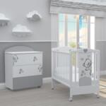 Bambino Casa Комплект бебешко легло + скрин с пуш механизми Fiori grigio 2191