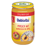 Bebivita Бебешко пюре Круша с праскови и маракуя 6+ м. 250 гр.