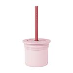 Minikoioi Sip+Snack Силиконов комплект сламка и чаша с 2 капака Pink/Rose