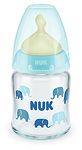 Nuk Бебешко стъклено шише с каучуков биберон First Choice 120 мл. Temperature Control 0-6 м.