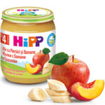 HiPP Бебешко пюре Ябълки с банани и праскови 4+ 125 гр.