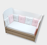 Rainy Обиколник за бебешка кошара 60х120 см. тип възглавнички Бял/Розов
