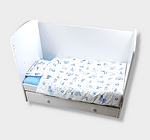 Rainy Бебешки спален комплект 3 части 60х120 см. Мече с букви син