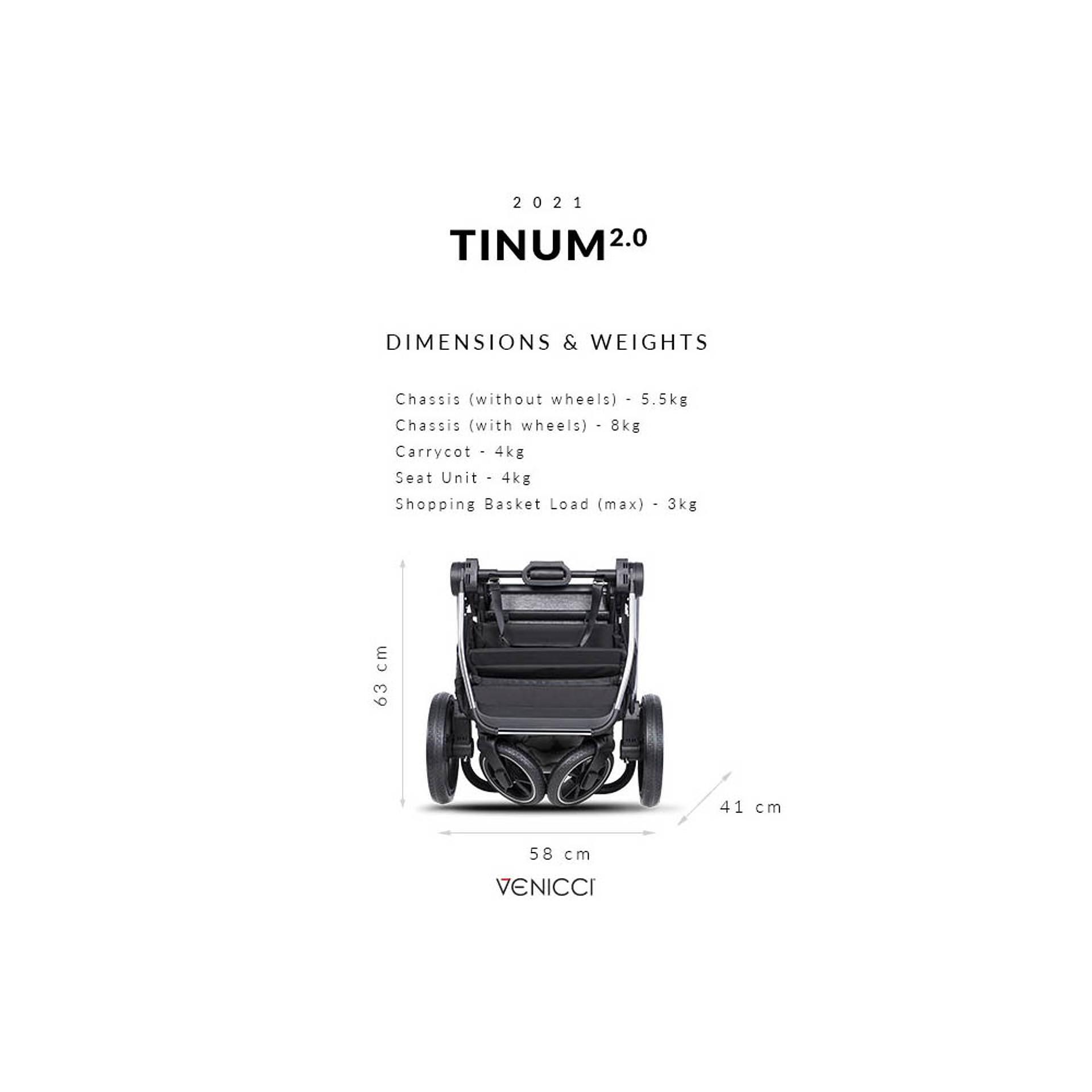 Venicci Комбинирана количка 2 в 1 Tinum 2.0 Rock Graphite