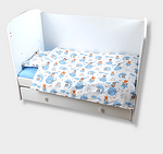Rainy Бебешки спален комплект 4 части 65х110 см. Мече на луна син