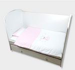 Rainy Бебешки спален комплект 4 части 60х120 см. Мече върху облак розов