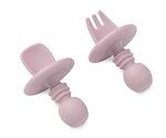 Interbaby Комплект силиконови прибори за хранене Dark Pink-Copy