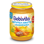 Bebivita Бебешко пюре Картофи, моркови, телешко 4+ 190 гр.