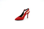 Елегантни червени дамски сандали от естествен велур на висок ток 01.1055
