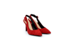 Елегантни червени дамски сандали от естествен велур на висок ток 01.1055