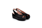 Ежедневни черни дамски сандали от естествена кожа на висок ток 02.1297