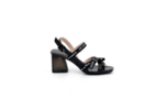 Елегантни черни дамски сандали от естествена кожа и текстил 37.00051