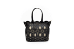 Дамска черна чанта от естествена кожа и текстил 37.09897