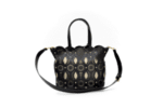 Дамска черна чанта от естествена кожа и текстил 37.09897