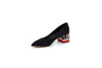 Елегантни черни дамски обувки от текстил на висок ток 47.21382