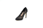 Елегантни черни дамски обувки от текстил на висок ток 47.21587