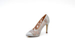 Елегантни сиви дамски обувки от текстил на висок ток 47.21587