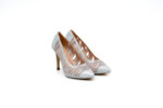 Елегантни сиви дамски обувки от текстил на висок ток 47.21587