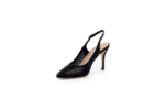 Елегантни черни дамски сандали от текстил на висок ток 47.21408