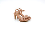 Елегантни розови дамски сандали от текстил на висок ток 47.20965