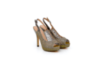 Елегантни сиви дамски сандали от текстил на висок ток 47.20712