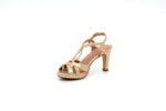 Елегантни златни дамски сандали от текстил на висок ток 47.20135