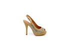 Елегантни златни дамски сандали от текстил на висок ток 47.21543