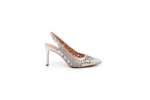 Елегантни сиви дамски сандали от текстил на висок ток 47.21860