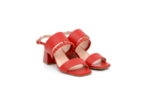 Ежедневни червени дамски сандали от естествена кожа на висок ток 04.20120