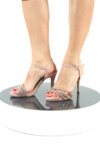 Елегантни розови дамски сандали от текстил на висок ток 47.20570