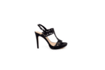Елегантни черни дамски сандали от текстил на висок ток 47.9942