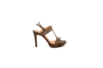 Елегантни сиви дамски сандали от текстил на висок ток 47.9942