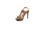 Елегантни сиви дамски сандали от текстил на висок ток 47.9942