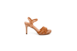 Елегантни розови дамски сандали от текстил на висок ток 47.20294