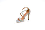 Елегантни сиви дамски сандали от текстил на висок ток 47.20311