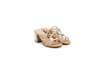 Дамски златни чехли от текстил на висок ток 47.20375
