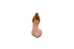 Елегантни розови дамски сандали от текстил на висок ток 47.20232