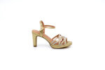Елегантни златни дамски сандали от текстил на висок ток 47.20965
