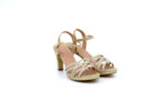 Елегантни златни дамски сандали от текстил на висок ток 47.20965